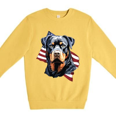 Rottweiler Patriotic 4th Of July Dog Lover American USA Premium Crewneck Sweatshirt