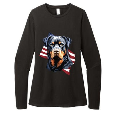 Rottweiler Patriotic 4th Of July Dog Lover American USA Womens CVC Long Sleeve Shirt