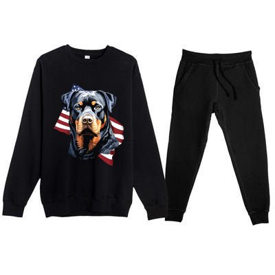 Rottweiler Patriotic 4th Of July Dog Lover American USA Premium Crewneck Sweatsuit Set