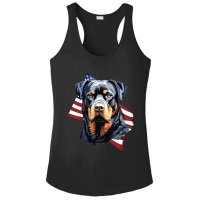 Rottweiler Patriotic 4th Of July Dog Lover American USA Ladies PosiCharge Competitor Racerback Tank