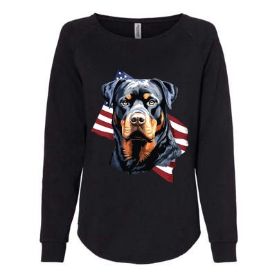 Rottweiler Patriotic 4th Of July Dog Lover American USA Womens California Wash Sweatshirt