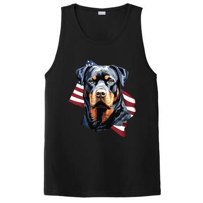 Rottweiler Patriotic 4th Of July Dog Lover American USA PosiCharge Competitor Tank