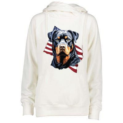 Rottweiler Patriotic 4th Of July Dog Lover American USA Womens Funnel Neck Pullover Hood