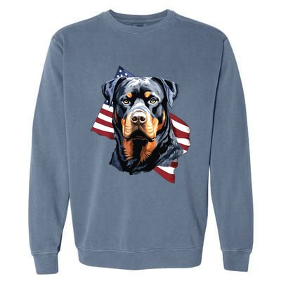 Rottweiler Patriotic 4th Of July Dog Lover American USA Garment-Dyed Sweatshirt