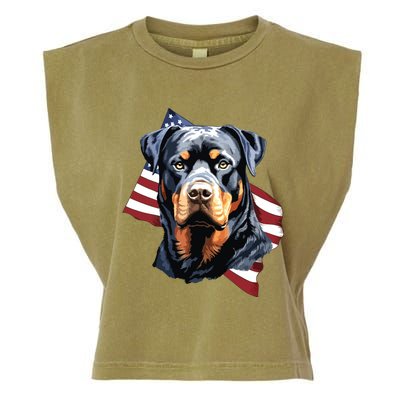 Rottweiler Patriotic 4th Of July Dog Lover American USA Garment-Dyed Women's Muscle Tee