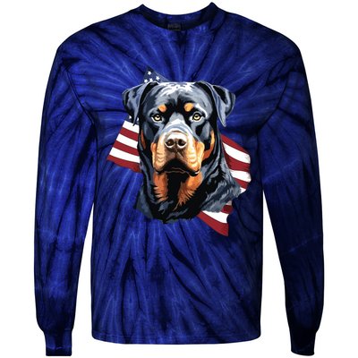 Rottweiler Patriotic 4th Of July Dog Lover American USA Tie-Dye Long Sleeve Shirt