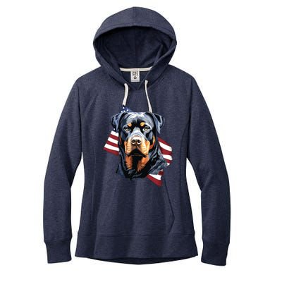 Rottweiler Patriotic 4th Of July Dog Lover American USA Women's Fleece Hoodie