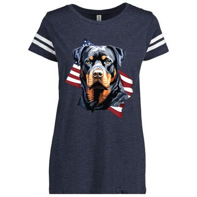 Rottweiler Patriotic 4th Of July Dog Lover American USA Enza Ladies Jersey Football T-Shirt