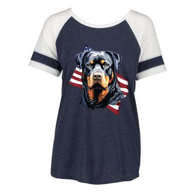 Rottweiler Patriotic 4th Of July Dog Lover American USA Enza Ladies Jersey Colorblock Tee