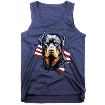 Rottweiler Patriotic 4th Of July Dog Lover American USA Tank Top