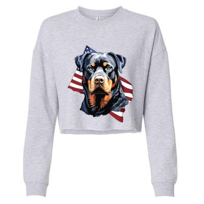 Rottweiler Patriotic 4th Of July Dog Lover American USA Cropped Pullover Crew