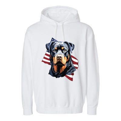 Rottweiler Patriotic 4th Of July Dog Lover American USA Garment-Dyed Fleece Hoodie