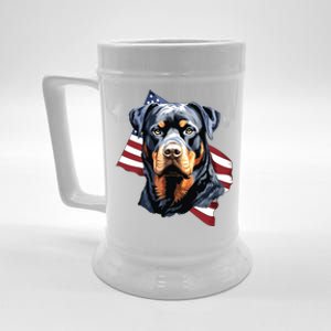 Rottweiler Patriotic 4th Of July Dog Lover American USA Beer Stein