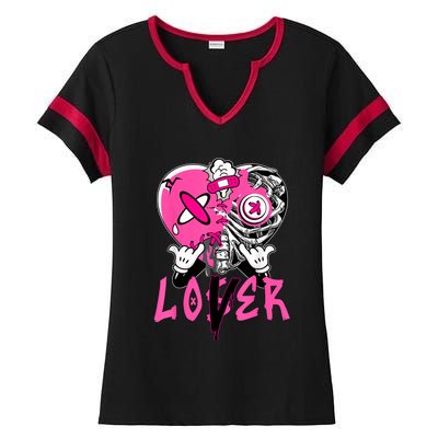 Racer Pink 5s Tee To Match Loser Lover Heart 5 Racer Blue Ladies Halftime Notch Neck Tee