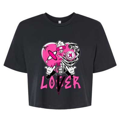 Racer Pink 5s Tee To Match Loser Lover Heart 5 Racer Blue Bella+Canvas Jersey Crop Tee