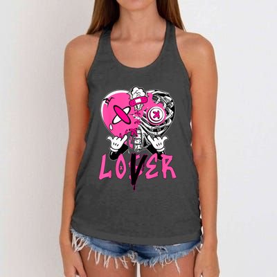 Racer Pink 5s Tee To Match Loser Lover Heart 5 Racer Blue Women's Knotted Racerback Tank