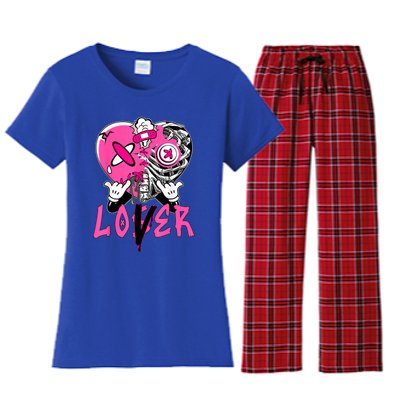 Racer Pink 5s Tee To Match Loser Lover Heart 5 Racer Blue Women's Flannel Pajama Set