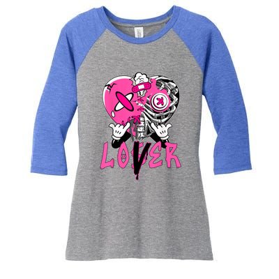 Racer Pink 5s Tee To Match Loser Lover Heart 5 Racer Blue Women's Tri-Blend 3/4-Sleeve Raglan Shirt