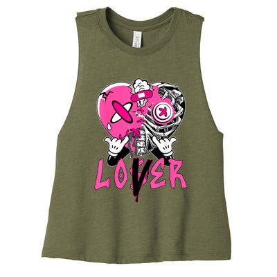 Racer Pink 5s Tee To Match Loser Lover Heart 5 Racer Blue Women's Racerback Cropped Tank