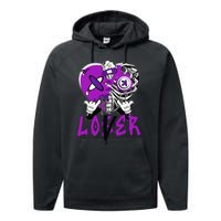 Racer Purple 5s Tee To Match Loser Lover Heart 5 Racer Blue Performance Fleece Hoodie