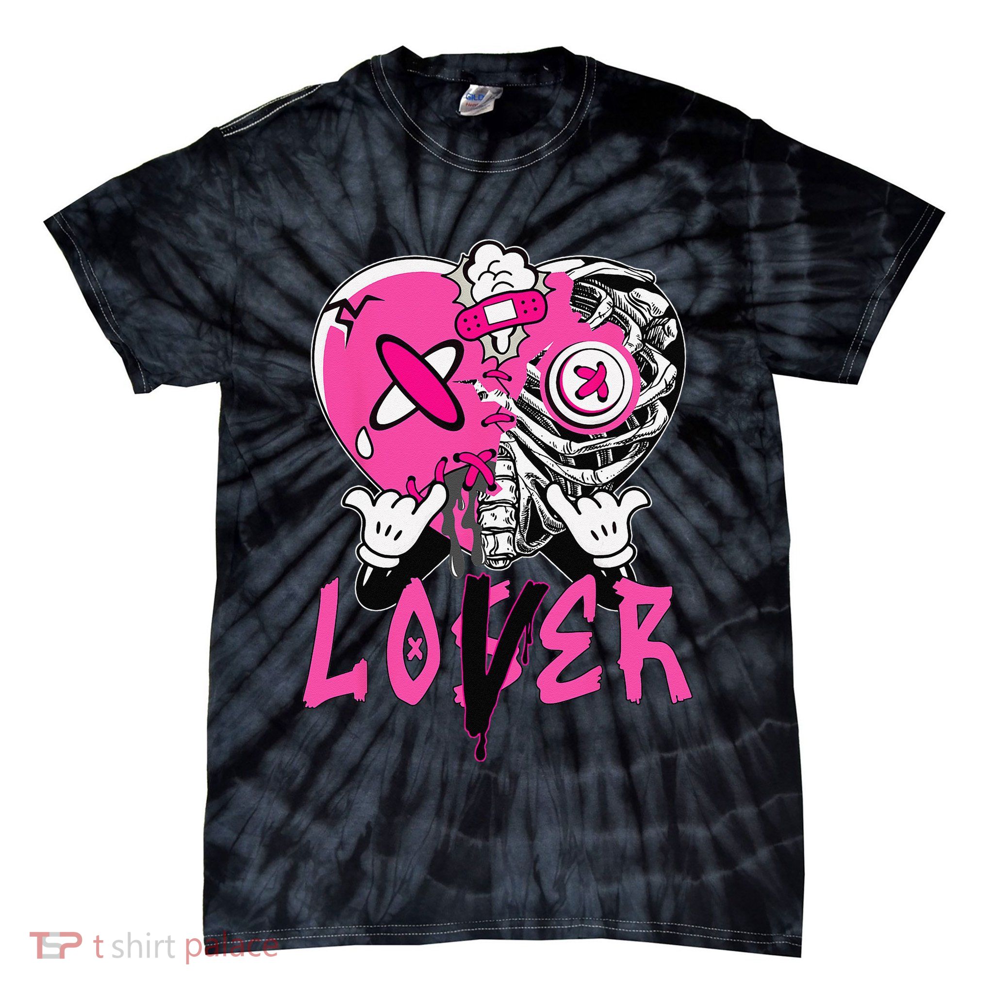 Racer Pink 5s Tee To Match Loser Lover Heart 5 Racer Blue Tie-Dye T-Shirt