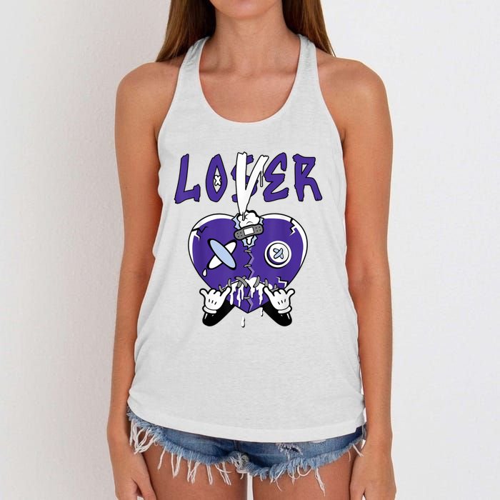 Racer Purple 5s Tee To Match Loser Lover Heart 5 Racer Purple Women's Knotted Racerback Tank