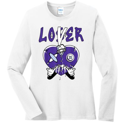 Racer Purple 5s Tee To Match Loser Lover Heart 5 Racer Purple Ladies Long Sleeve Shirt