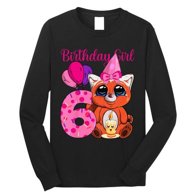 Red Panda 6th Birthday Im 6 Years Old Long Sleeve Shirt