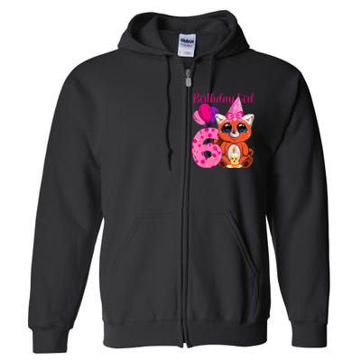 Red Panda 6th Birthday Im 6 Years Old Full Zip Hoodie