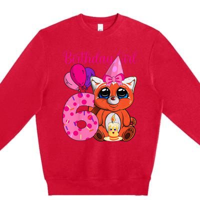 Red Panda 6th Birthday Im 6 Years Old Premium Crewneck Sweatshirt