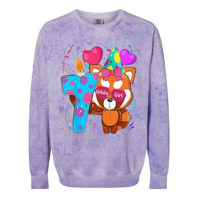 Red Panda 7th Birthday Im 7 Years Old Birthday Party Colorblast Crewneck Sweatshirt