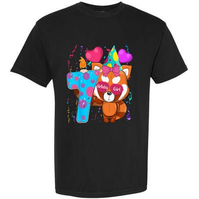 Red Panda 7th Birthday Im 7 Years Old Birthday Party Garment-Dyed Heavyweight T-Shirt