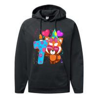 Red Panda 7th Birthday Im 7 Years Old Birthday Party Performance Fleece Hoodie