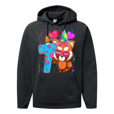 Red Panda 7th Birthday Im 7 Years Old Birthday Party Performance Fleece Hoodie