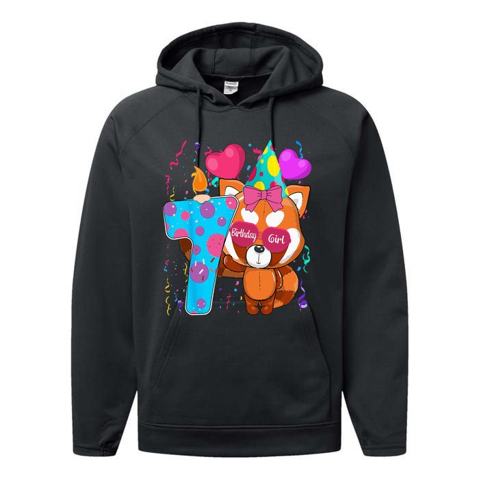 Red Panda 7th Birthday Im 7 Years Old Birthday Party Performance Fleece Hoodie