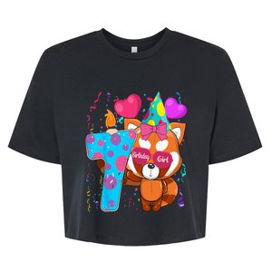 Red Panda 7th Birthday Im 7 Years Old Birthday Party Bella+Canvas Jersey Crop Tee