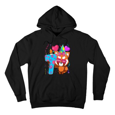 Red Panda 7th Birthday Im 7 Years Old Birthday Party Hoodie