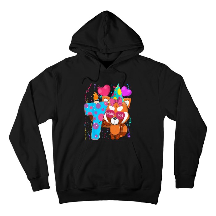 Red Panda 7th Birthday Im 7 Years Old Birthday Party Hoodie