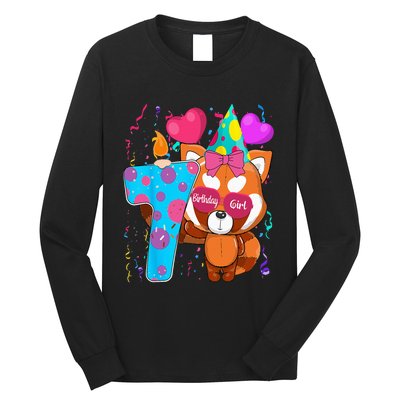 Red Panda 7th Birthday Im 7 Years Old Birthday Party Long Sleeve Shirt