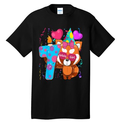 Red Panda 7th Birthday Im 7 Years Old Birthday Party Tall T-Shirt