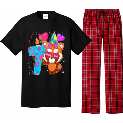 Red Panda 7th Birthday Im 7 Years Old Birthday Party Pajama Set