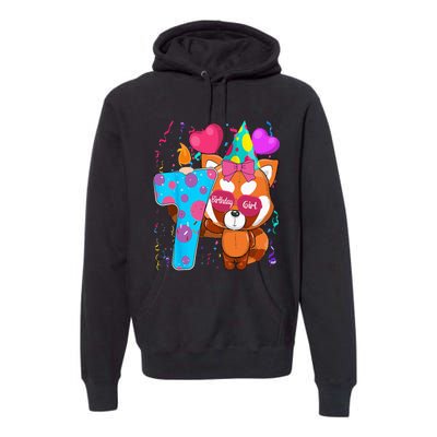 Red Panda 7th Birthday Im 7 Years Old Birthday Party Premium Hoodie