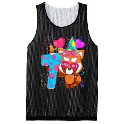 Red Panda 7th Birthday Im 7 Years Old Birthday Party Mesh Reversible Basketball Jersey Tank