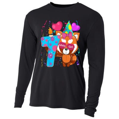 Red Panda 7th Birthday Im 7 Years Old Birthday Party Cooling Performance Long Sleeve Crew