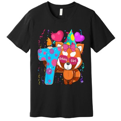 Red Panda 7th Birthday Im 7 Years Old Birthday Party Premium T-Shirt