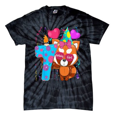 Red Panda 7th Birthday Im 7 Years Old Birthday Party Tie-Dye T-Shirt