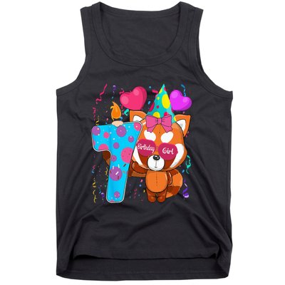 Red Panda 7th Birthday Im 7 Years Old Birthday Party Tank Top