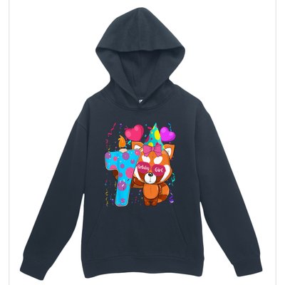 Red Panda 7th Birthday Im 7 Years Old Birthday Party Urban Pullover Hoodie