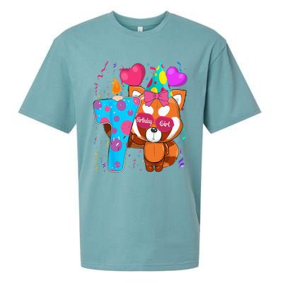 Red Panda 7th Birthday Im 7 Years Old Birthday Party Sueded Cloud Jersey T-Shirt