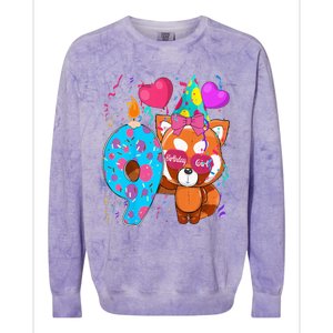 Red Panda 9th Birthday Im 9 Years Old Birthday Colorblast Crewneck Sweatshirt